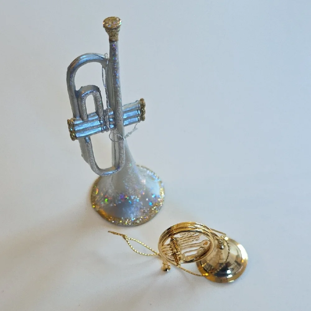 Christmas Ornaments - Silver and Gold Musical Instrument Ornaments